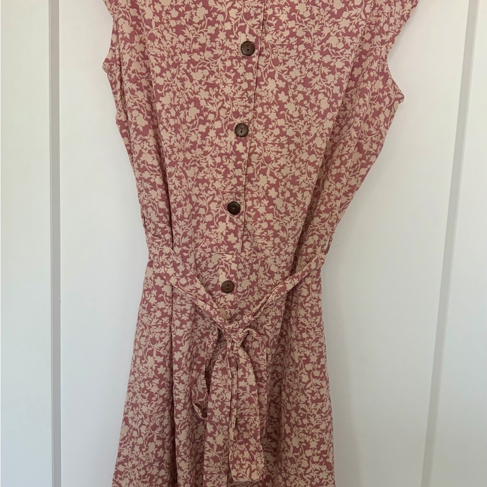 Monteau Pink Floral Midi Dress